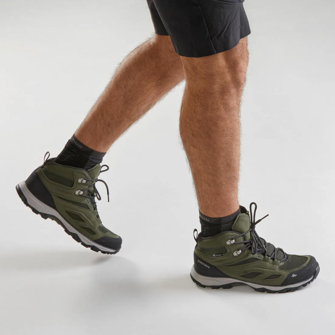 Men’s Waterproof Mid-Height Hiking Boots MH100 - Black