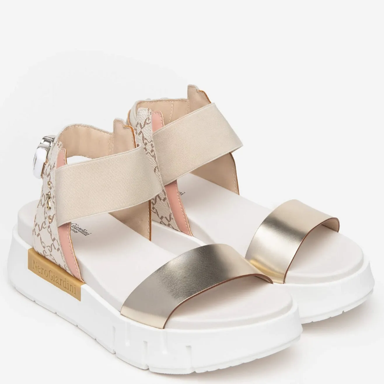 NeroGiardini Beige & Peach Sporty Sandals