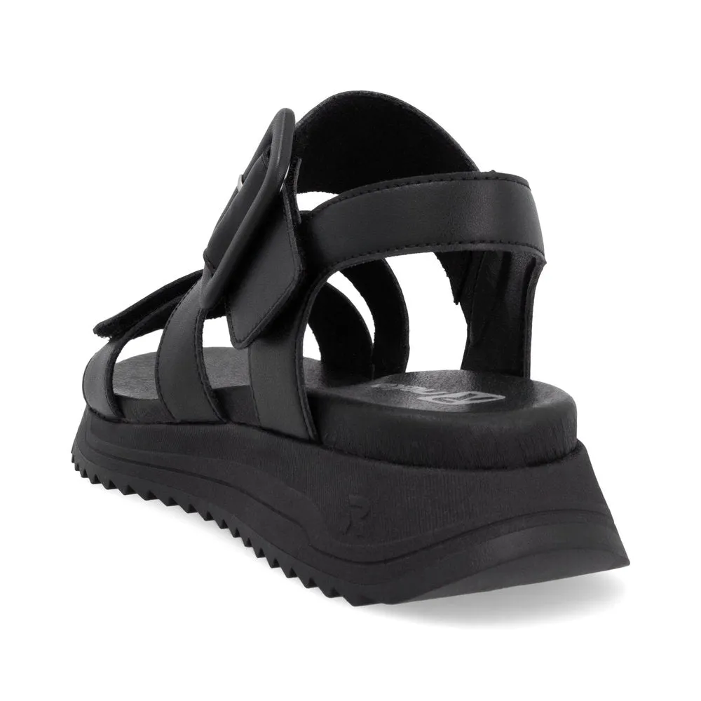 Rieker W2950 BLACK Leather Touch Fastening Chunky sandal W2950-00