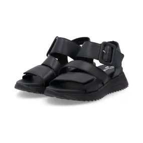 Rieker W2950 BLACK Leather Touch Fastening Chunky sandal W2950-00