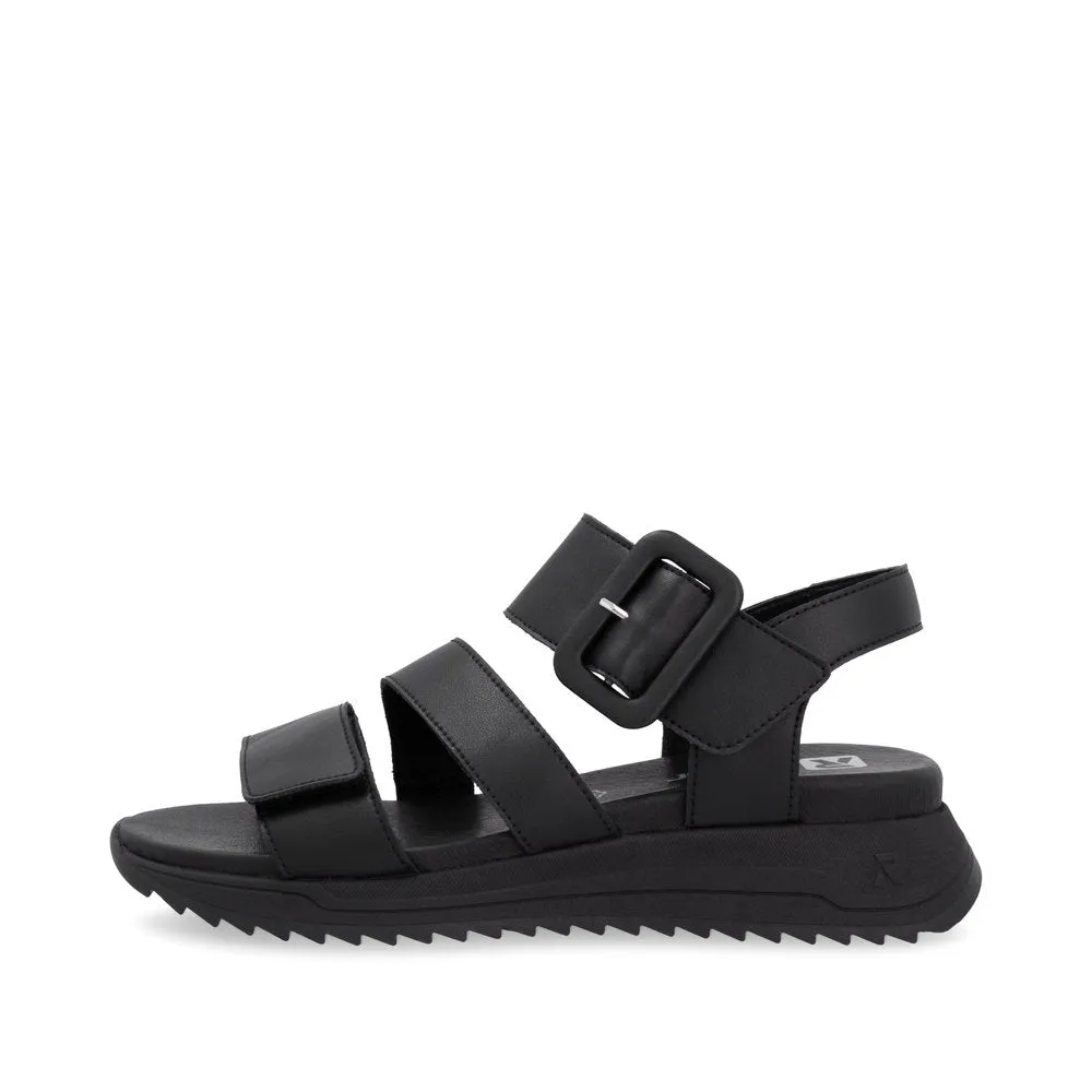 Rieker W2950 BLACK Leather Touch Fastening Chunky sandal W2950-00