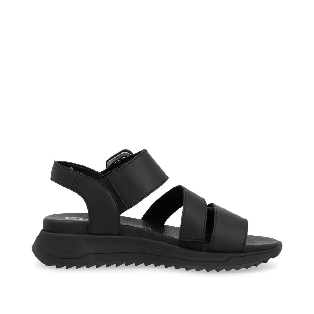 Rieker W2950 BLACK Leather Touch Fastening Chunky sandal W2950-00