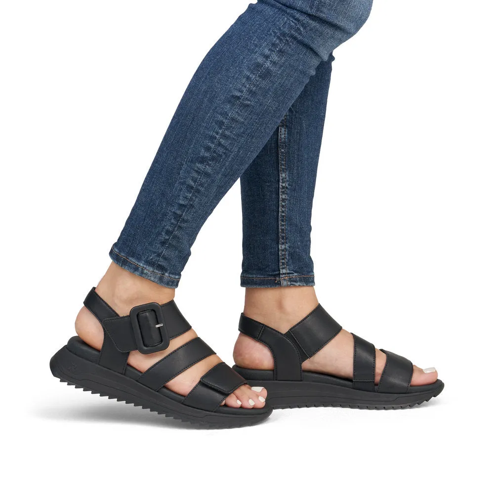 Rieker W2950 BLACK Leather Touch Fastening Chunky sandal W2950-00