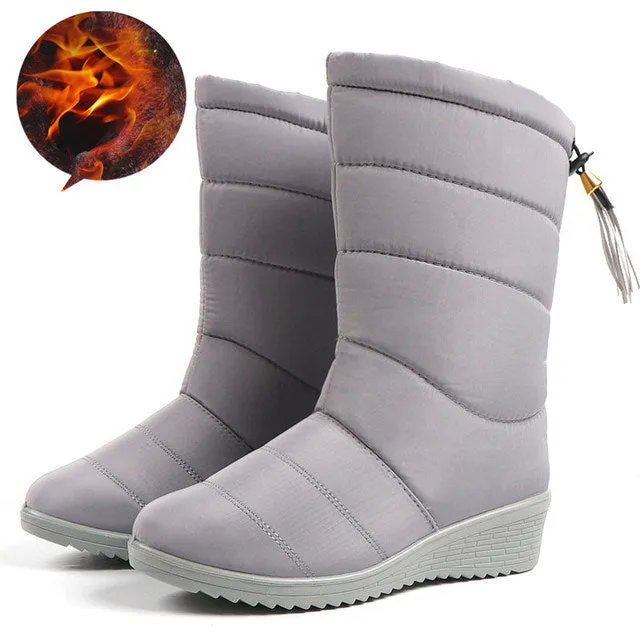Women Tassel Pull On Snow Boots Comfortable Warm Round Toe Waterproof Short Winter Boots