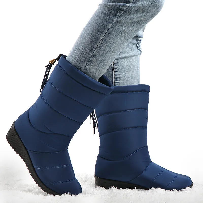 Women Tassel Pull On Snow Boots Comfortable Warm Round Toe Waterproof Short Winter Boots