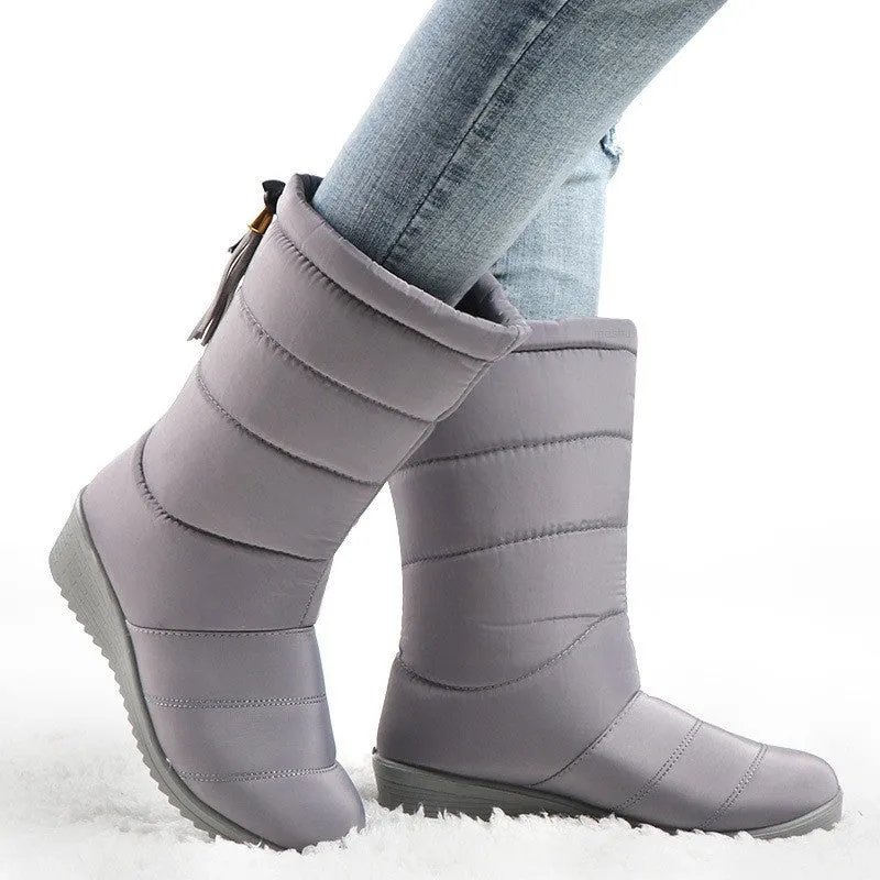 Women Tassel Pull On Snow Boots Comfortable Warm Round Toe Waterproof Short Winter Boots