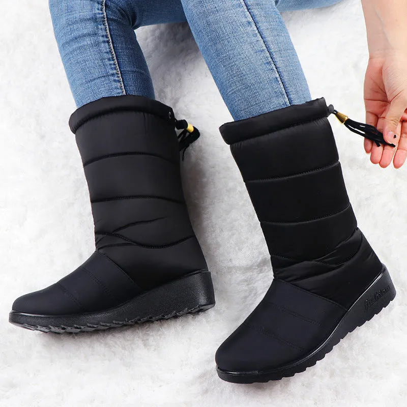 Women Tassel Pull On Snow Boots Comfortable Warm Round Toe Waterproof Short Winter Boots