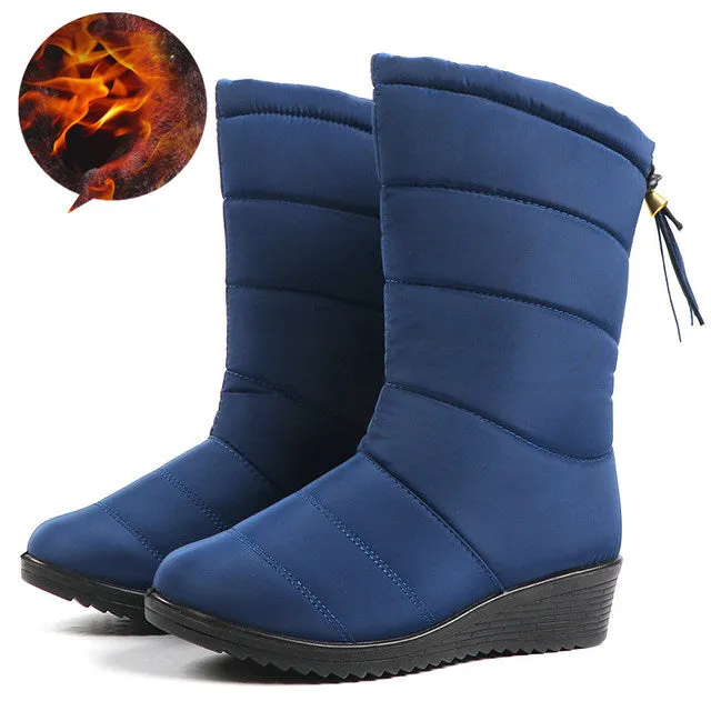 Women Tassel Pull On Snow Boots Comfortable Warm Round Toe Waterproof Short Winter Boots