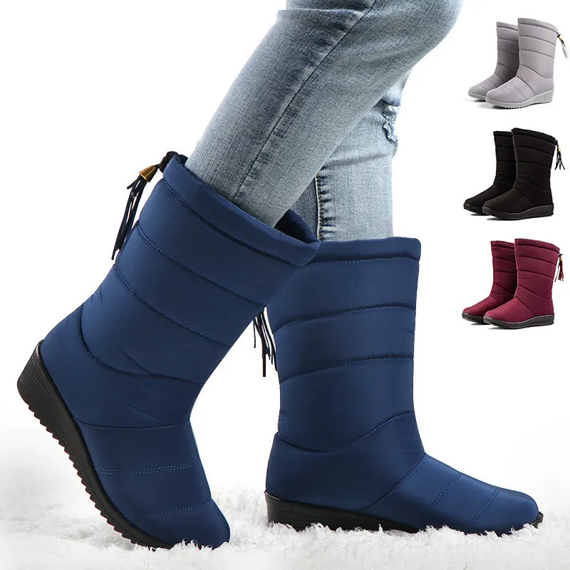 Women Tassel Pull On Snow Boots Comfortable Warm Round Toe Waterproof Short Winter Boots